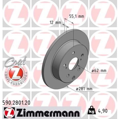 ZIMMERMANN Bremsscheibe | 590.2801.20