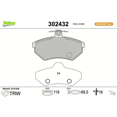 VALEO Bremsbeläge 302432