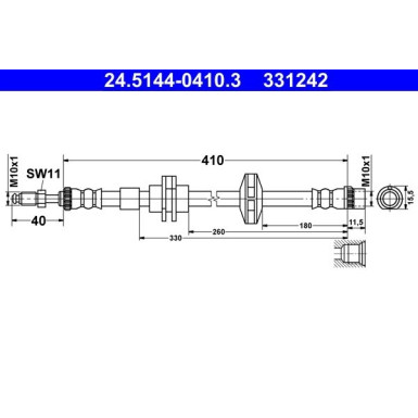 ATE Bremsschlauch | 24.5144-0410.3