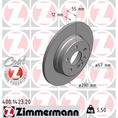 ZIMMERMANN Bremsscheibe 400.1423.20 Coat Z