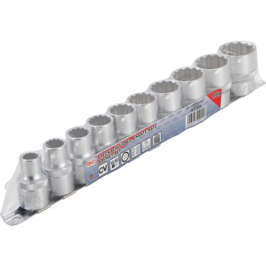 BGS Steckschlüssel-Einsatz-Satz, Zwölfkant | Antrieb Innenvierkant 12,5 mm (1/2"""") | Zollgrößen | 10-tlg | 9114