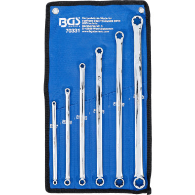 BGS Doppel-Ringschlüssel-Satz mit E-Profil-RiNGK | öpfen | extra lang | SW E6 x E7 - E22 x E24 | 6-tlg | 70331 BGS Doppel-Ringschlüssel-Satz mit E-Profil-RiNGK | öpfen | extra lang | SW E6 x E7 - E22 x E24 | 6-tlg | 70331