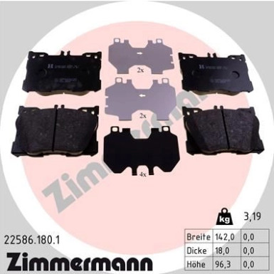 ZIMMERMANN Bremsbelagsatz, Scheibenbremse | 22586.180.1