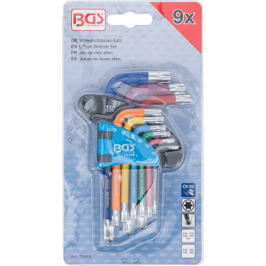 BGS Torx Winkelschlüssel-Satz Multicolour kurz mit Kugelkopf | 74466