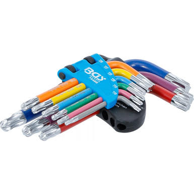 BGS Torx Winkelschlüssel-Satz Multicolour kurz mit Kugelkopf | 74466