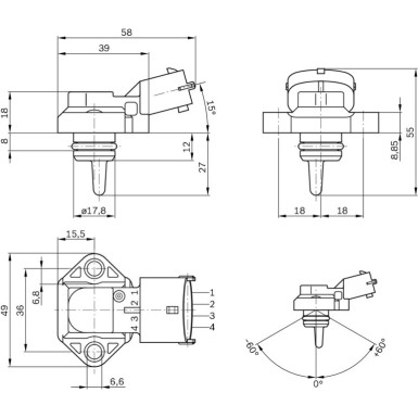 0 281 002 316 Sensor, Ladedruck