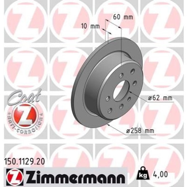 ZIMMERMANN Bremsscheibe 150.1129.20 Coat Z