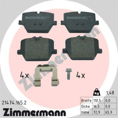 ZIMMERMANN Bremsbelagsatz, Scheibenbremse | 21474.165.2