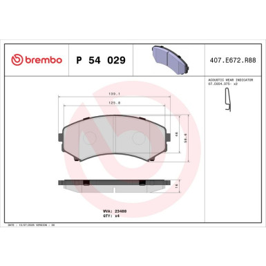 BREMBO Bremsklötze VA | MITSUBISHI Pajero 99 | P 54 029 BREMBO Bremsklötze VA | MITSUBISHI Pajero 99 | P 54 029