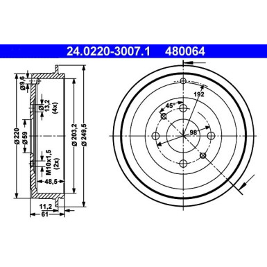 ATE Bremstrommel 24.0220-3007.1