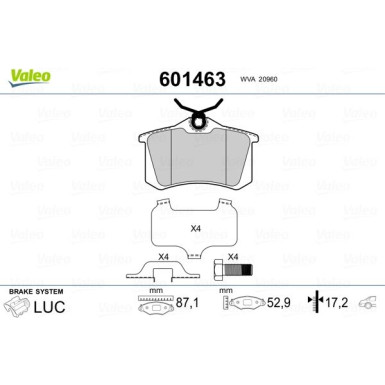 VALEO Bremsbeläge | 601463