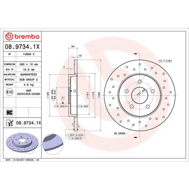 Bremsscheibe HA Xtra | FORD Mondeo III 00 | 08.9734.1X