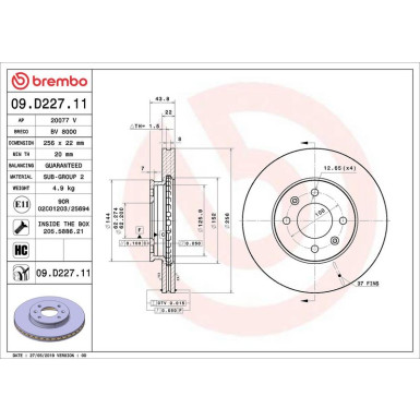Bremsscheibe VA HYUNDAI i20 14 PRIME LINE - UV Coated 09.D227.11