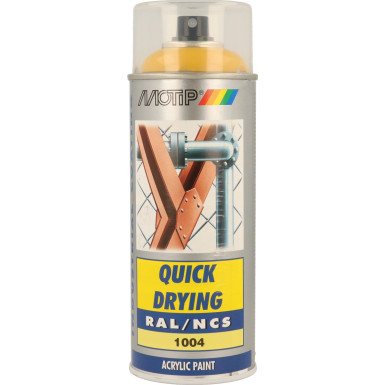 MoTip hochglänzender Acryllack goldgelb 400ml | 7072