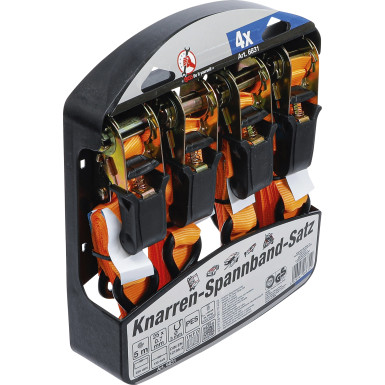 BGS Knarren-Spannband-Satz mit schweren Haken 5 m x 25 mm 4-tlg BGS Do it yourself 6831