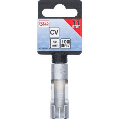 BGS Spezial-Steckschlüssel-Einsatz, geschlitzt | Antrieb Innenvierkant 10 mm (3/8"""") | SW 11 mm | 70988-11