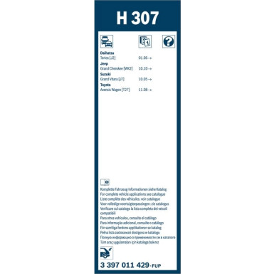BOSCH | Wischerblatt H307 | Twin Standard | 3397011429