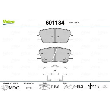 VALEO Bremsbeläge 601134