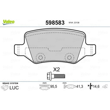 VALEO Bremsbeläge 598583 VALEO Bremsbeläge 598583