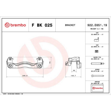 BREMBO Bremssattelhaltersatz | F BK 025