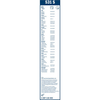 BOSCH | Wischerblatt 531S | TWIN-Spoiler | 3397118403