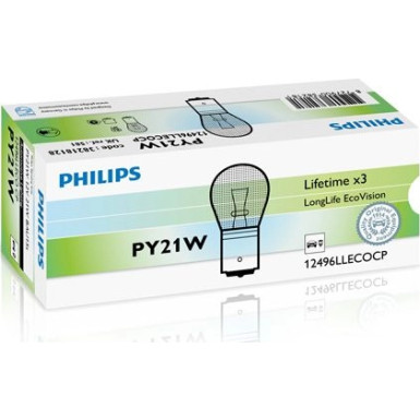 Glühlampe Py21W 12V/21W (Orange) Bau15S Longlife Ecovision | Bis zu 4-fache Lebensdauer | 12496LLECOCP Glühlampe Py21W 12V/21W (Orange) Bau15S Longlife Ecovision | Bis zu 4-fache Lebensdauer | 12496LLECOCP