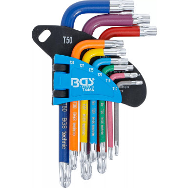 BGS Torx Winkelschlüssel-Satz Multicolour kurz mit Kugelkopf | 74466