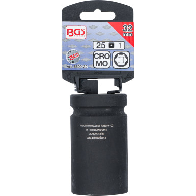 BGS Kraft-Steckschlüssel-Einsatz Sechskant, tief | Antrieb Innenvierkant 25 mm (1"""") | SW 32 mm | 5500-32