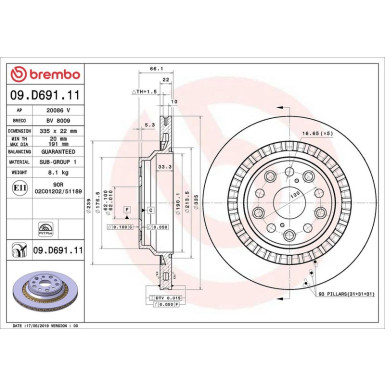 Bremsscheibe HA LEXUS LS 06 PRIME LINE - UV Coated 09.D691.11