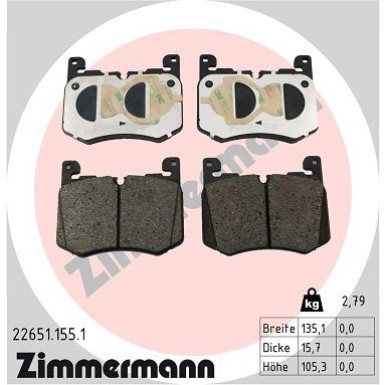ZIMMERMANN Bremsbelagsatz, Scheibenbremse | 22651.155.1