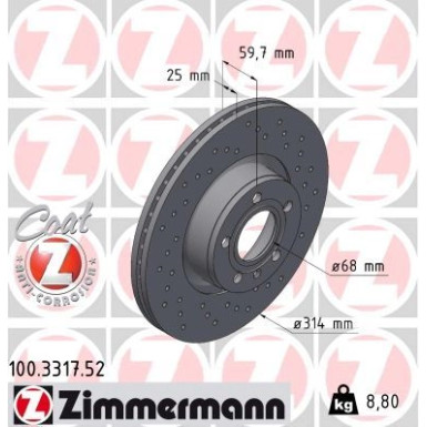 12 481 039 Sport Bremsscheibe VA Sport AUDI A6 04 SPORT Z 100.3317.52