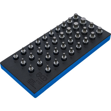 BGS Werkstattwageneinlage 1/3: Bit-Einsatz-Satz | Antrieb Innenvierkant 12,5 mm (1/2"""") | Innensechskant, T-Profil (für Torx), Innenvielzahn (für XZN), Keil-Profil (für RIBE) | 36-tlg | 4120