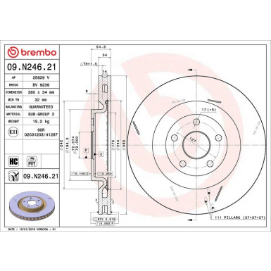 99 481 105 Bremsscheibe VA JEEP Grand Cherokee 10 PRIME LINE - UV Coated 09.N246.21