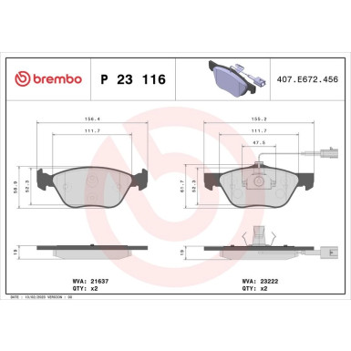 BREMBO Bremsklötze VA | ALFA 166 98-07 | P 23 116