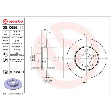 Bremsscheibe HA OPEL Zafira 05-15 PRIME LINE - UV Coated 08.C656.11