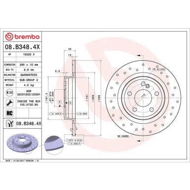 Bremsscheibe HA Xtra | MERCEDES A,B, CLA-Klasse 12 | 08.B348.4X