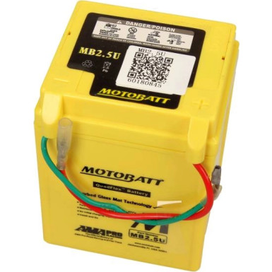 Motorrad Batterie 12V 2,5Ah/40A P+ (Abmessungen: 80X70X105/105) | MB2.5U