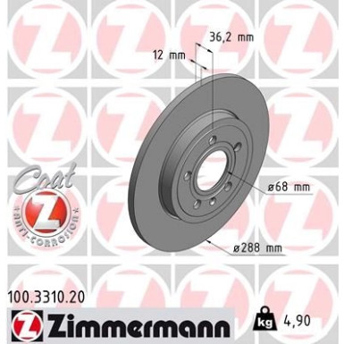 ZIMMERMANN Bremsscheibe 100.3310.20 Coat Z