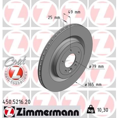 ZIMMERMANN Bremsscheibe 450.5216.20 Coat Z