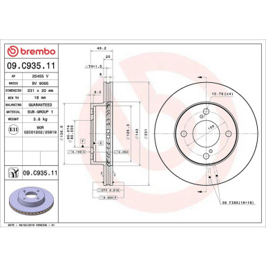 Bremsscheibe VA SUZUKI Celerio 14 PRIME LINE - UV Coated 09.C935.11