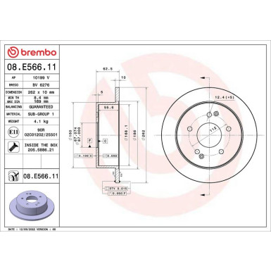 Bremsscheibe HA SSANGYONG Actyon, Korando 10 PRIME LINE - UV Coated 08.E566.11