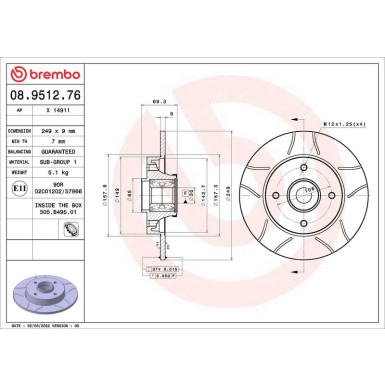 Bremsscheibe HA PEUGEOT 207 06 XTRA LINE - Max 08.9512.76