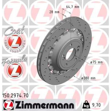 ZIMMERMANN Bremsscheibe | 150.2974.70