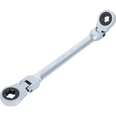 BGS Doppel-Ratschen-Ringschlüssel abwinkelbar mit E-Profil Ringköpfen SW E14 x E18 71028-14X18