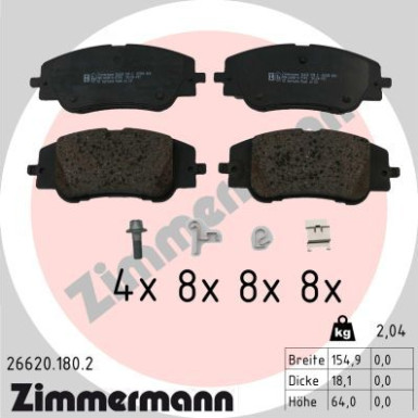 ZIMMERMANN Bremsbelagsatz, Scheibenbremse | 26620.180.2