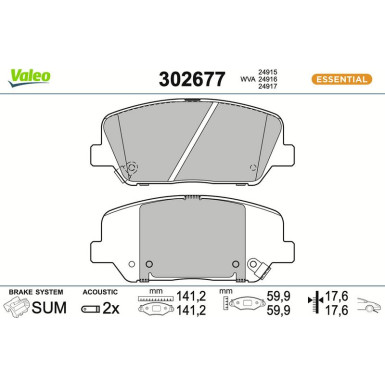 VALEO Bremsbeläge 302677