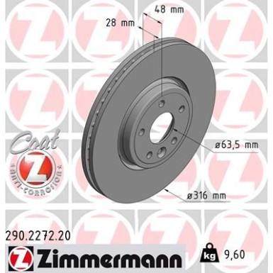 52 481 057 Bremsscheibe VA JAGUAR XE 15 Coat Z 290.2272.20