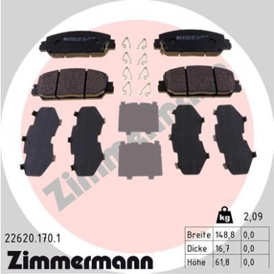 ZIMMERMANN Bremsbelagsatz, Scheibenbremse | 22620.170.1