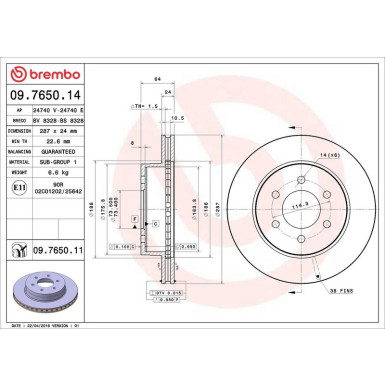 Bremsscheibe Diverse PRIME LINE - UV Coated 09.7650.11
