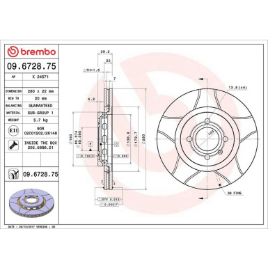BREMBO Bremsscheibe | 09.6728.75